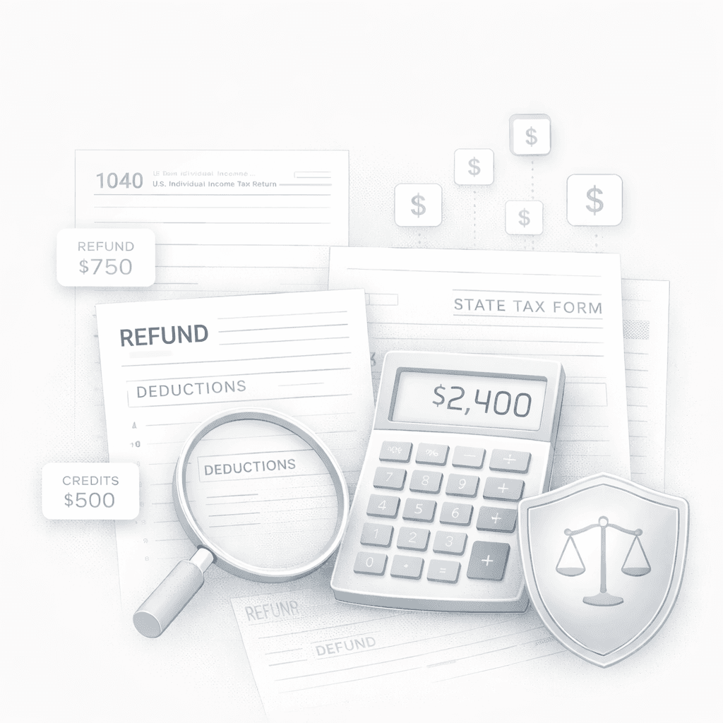 Refund and tax calculator illustration